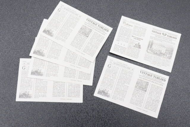 セリアのドール ペーパーアイテム 6Pの英字新聞風デザイン