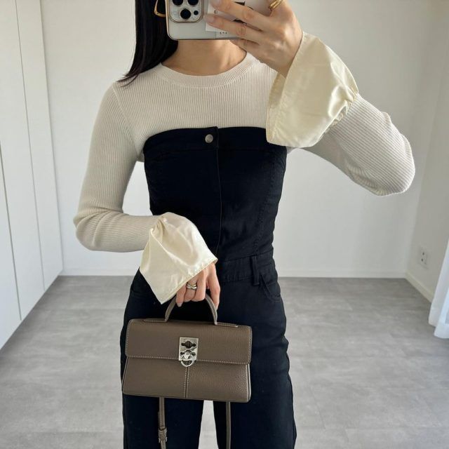 ブラックベアトップサロペットパンツコーデ2