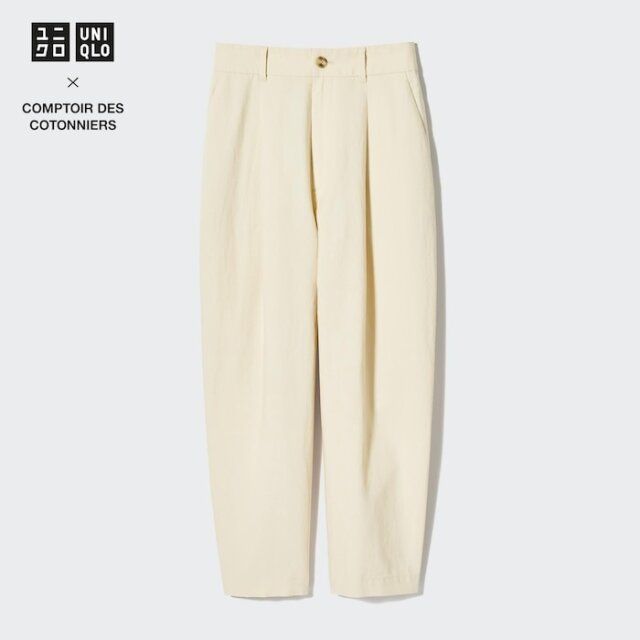ユニクロ リネンブレンドタックテーパードパンツ