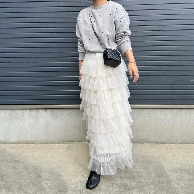 しまむらの「チュールダンダンフリルスカート」