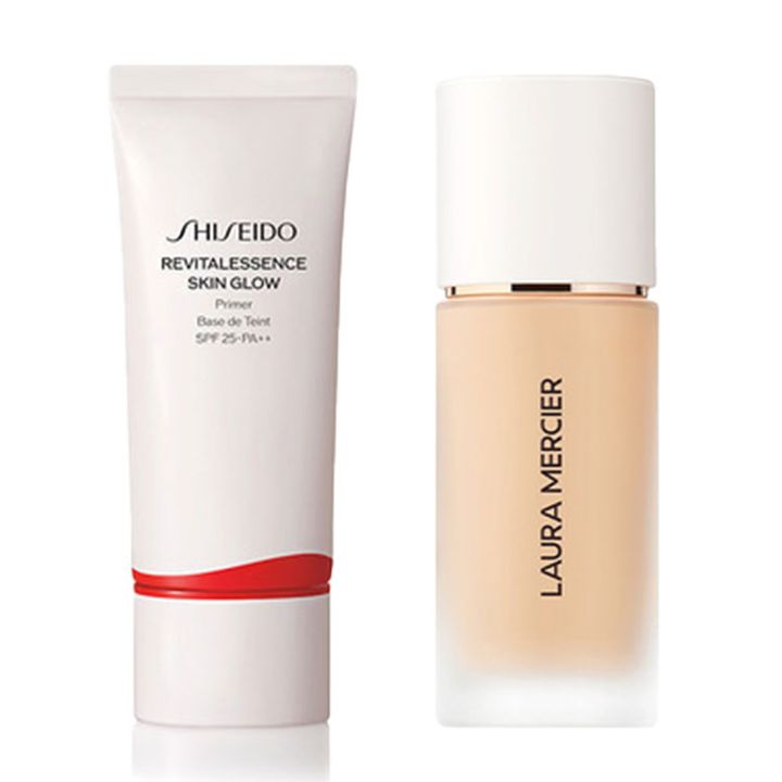 左：SHISEIDO エッセンス スキングロウ プライマー