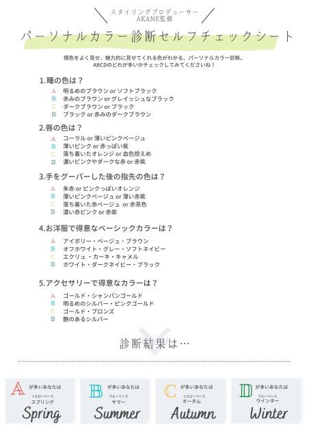 骨格診断セルフチェックシート