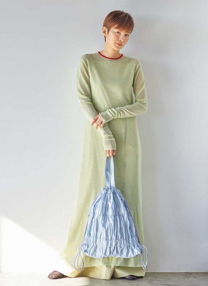 カラーセラピスト相川七瀬さん監修 トレンド ライムグリーンコーデ 緑の着こなし グリーンワンピ ワンピースコーデ