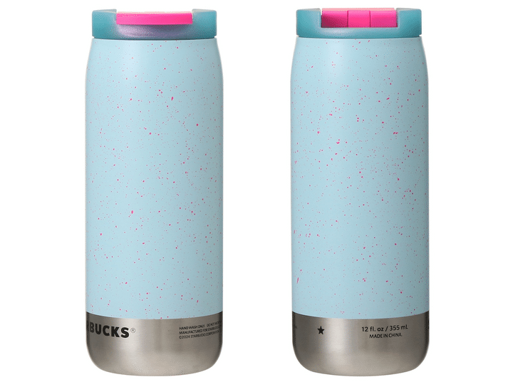 「カンシェイプステンレスボトルスペックルブルー」355ml 4400円