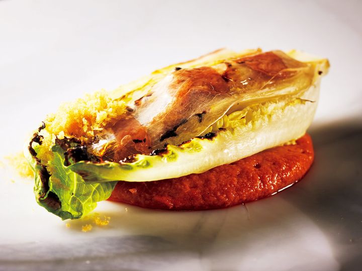 銀座1丁目『MASIA』の「ロメインレタスとマヨルカ島のソブラサーダ」