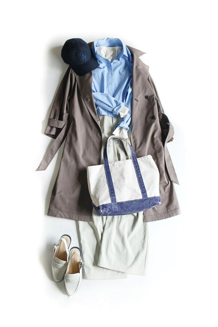 画像: 帽子は上と同じ コート¥29,700 シャツ¥13,200 中に着たカットソー¥13,200 パンツ¥16,500 バックストラップローファー¥19,800／以上アーバンリサーチ（URBAN RESEARCH） 出典：URBAN RESEARCH