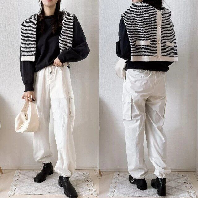 ユニクロのニットショートジャケット着回しコーデ