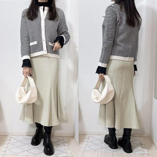 ユニクロのニットショートジャケット着回しコーデ