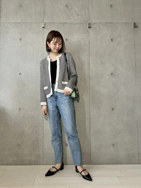 ユニクロのニットショートジャケット着回しコーデ