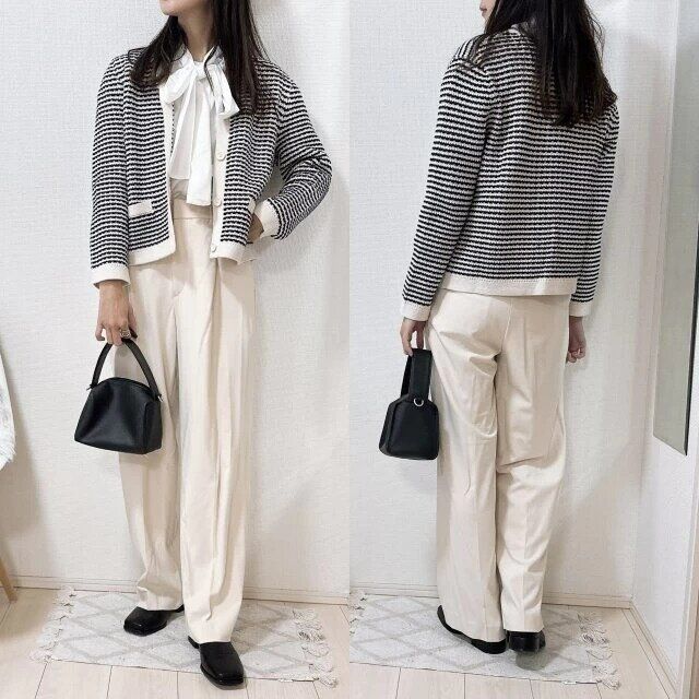 ユニクロのニットショートジャケット着回しコーデ