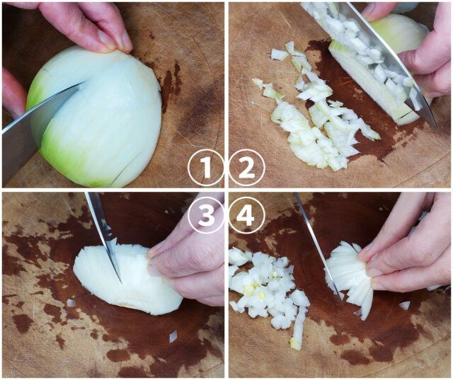 豆腐メンチカツ レシピ 玉ねぎを刻む