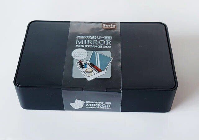 セリアの収納BOX付 ミラー 横型
