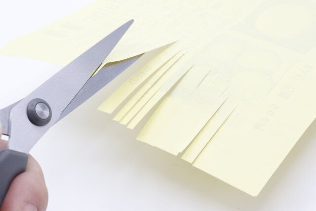 ダイソーのカットしやすい切れ味長持ちハサミ（アシンメトリーシェイプ）