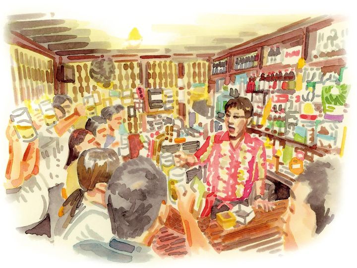 桜木町『ホッピー仙人』の店内イラスト