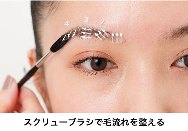 スクリューブラシで⽑流れを整える