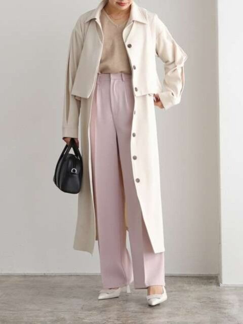 春のトレンチコートコーデ