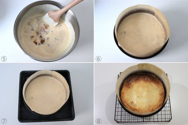 りんごのベイクドチーズ風ヨーグルトケーキ レシピ ヨーグルトケーキ生地にりんごを加えオーブンで焼く