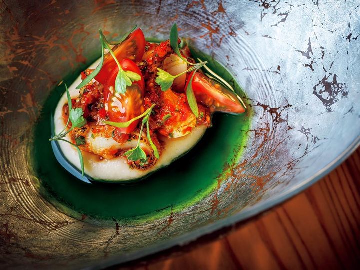 泉岳寺『Restaurant Karyon』の「ヤリイカと白いんげんのサラダ」