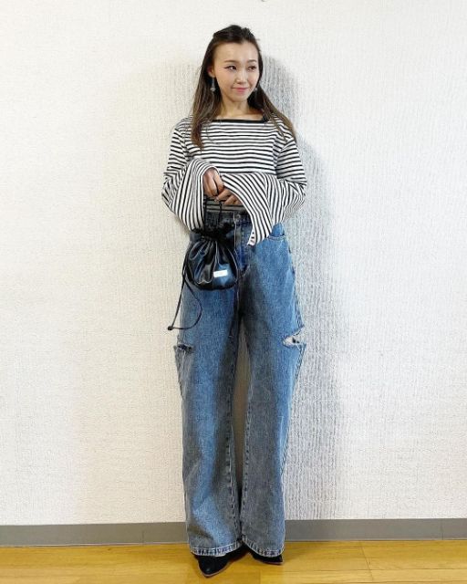 しまむらのカットオフデニムを使用したコーデ