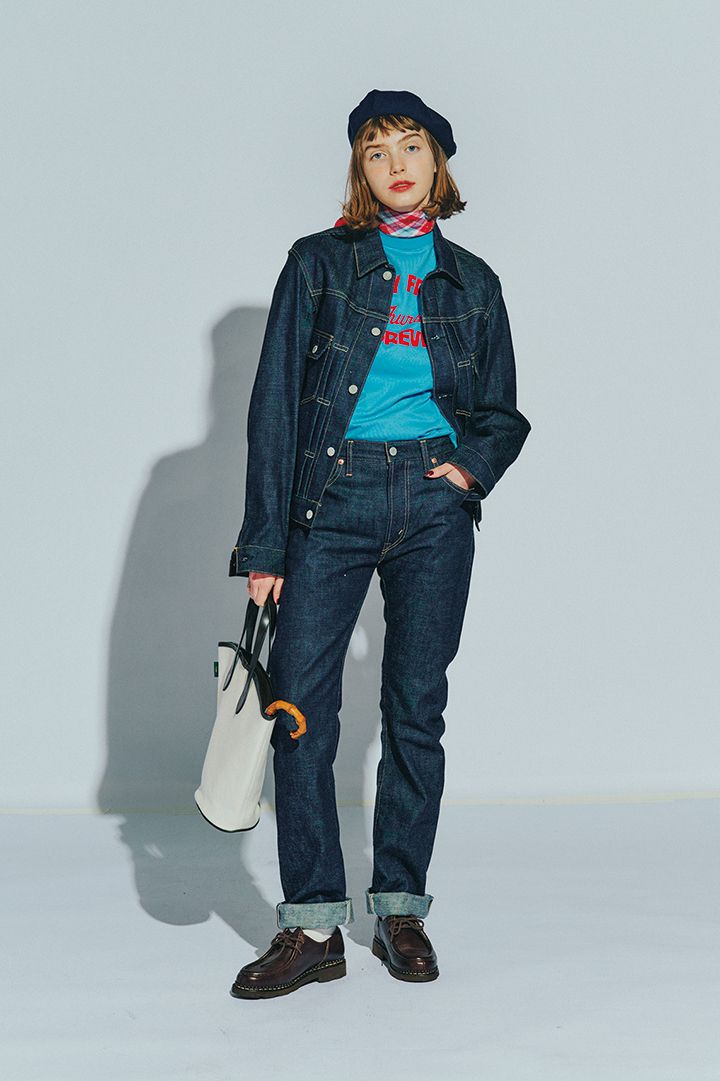 デニムのセットアップコーデのインナーは印象的なTシャツを【本日のFUDGE GIRL-3月27日】