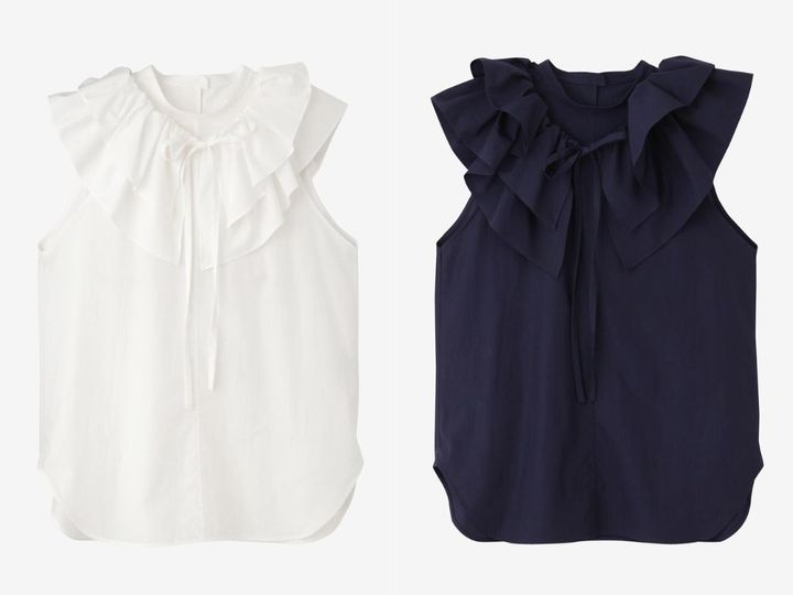 画像: 【ブリエンヌ × イレーヴ】「COTTON TYPEWRITER BLOUSE LAN／乱（WHITE、NAVY）各¥38,500（税込） 出典：イレーヴ
