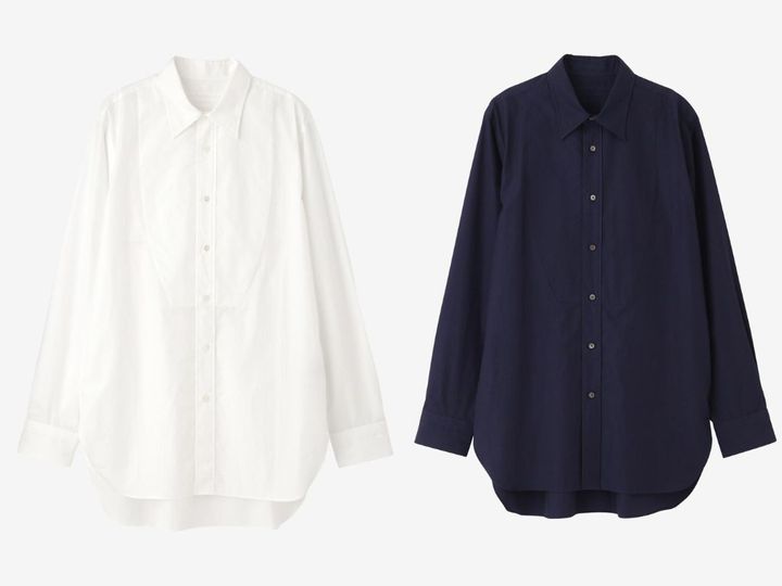 画像: 【ブリエンヌ × イレーヴ】「COTTON TYPEWRITER SHIRT SHIN／芯」（WHITE、NAVY）各¥37,400（税込） 出典：イレーヴ