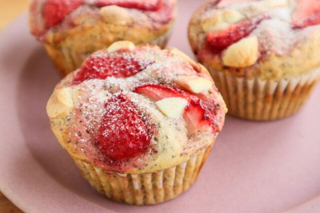 いちごとホワイトチョコの紅茶マフィン レシピ 完成