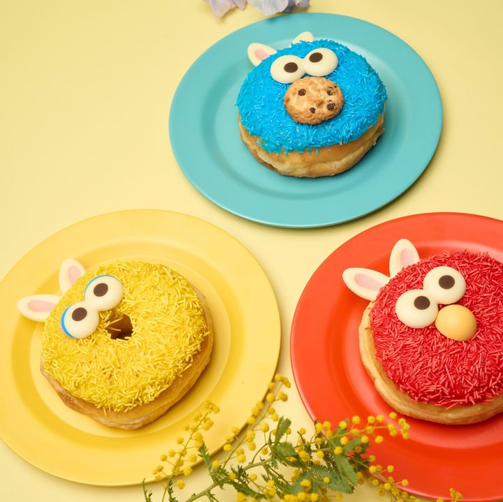 「バニーキャラクタードーナツ」全3種（エルモ、クッキーモンスター、ビッグバード）610円