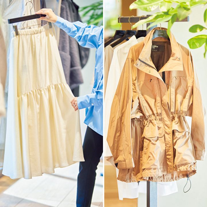 白スカート,ロングスカート,ブルゾン,春アウター