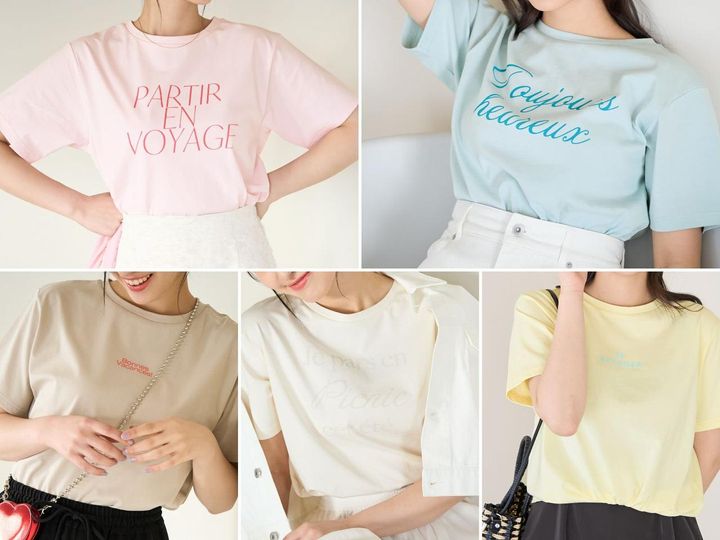 画像: 「マカロンカラーアソートロゴTシャツ」各￥3,839【レニュー】 出典：ロペピクニック