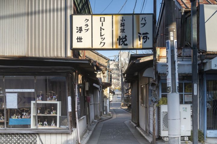 パブや小料理屋の看板が残る弁天横丁