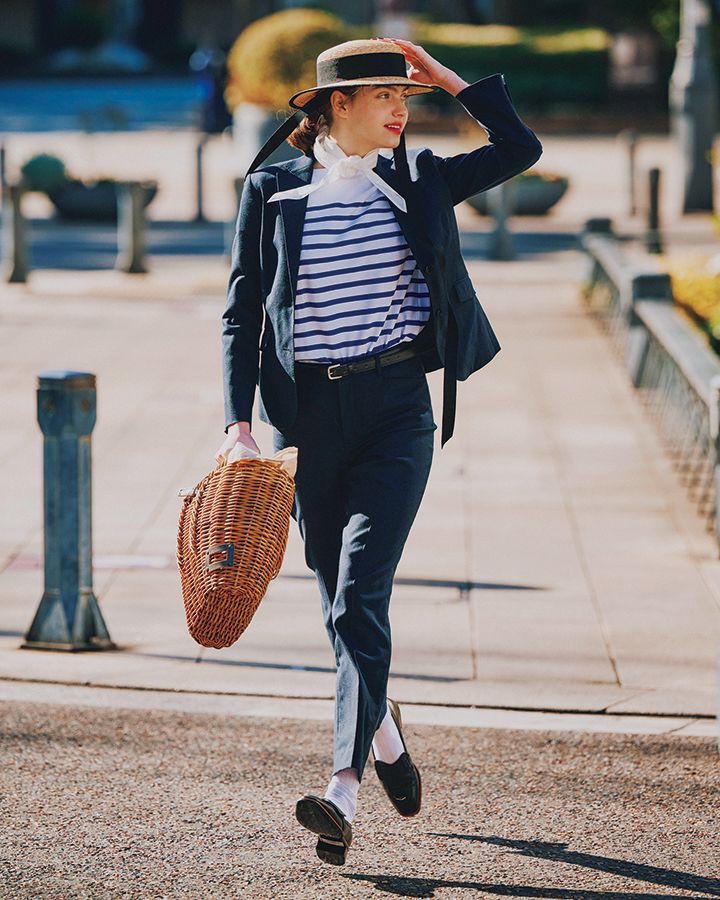 ネイビーのセットアップのインナーは定番のボーダーがgood【本日のFUDGE GIRL-3月31日】