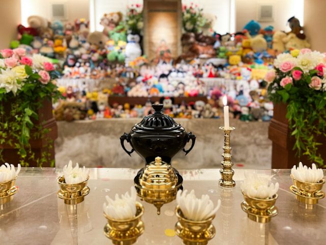 “ぬい”たちが並んだ祭壇