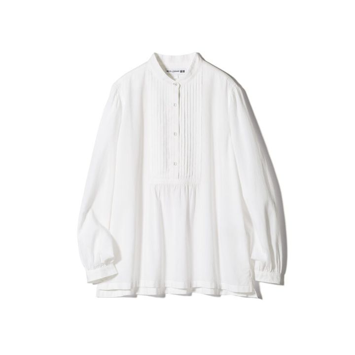 UNIQLO / INES DE LA FRESSANGE PARIS シアーサッカーピンタックブラウス