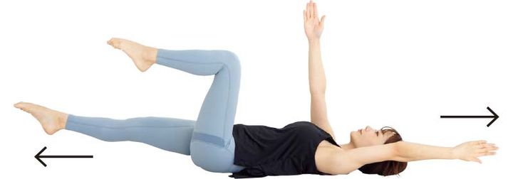 2.右手左足をのばす