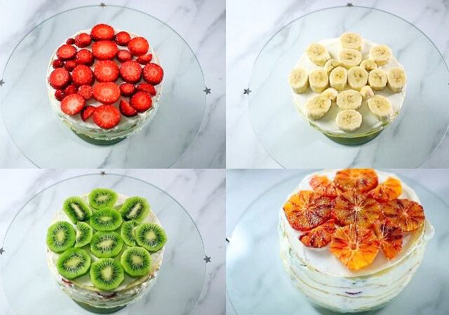 フルーツミルクレープ レシピ ミルクレープを組み立てる フルーツを並べる