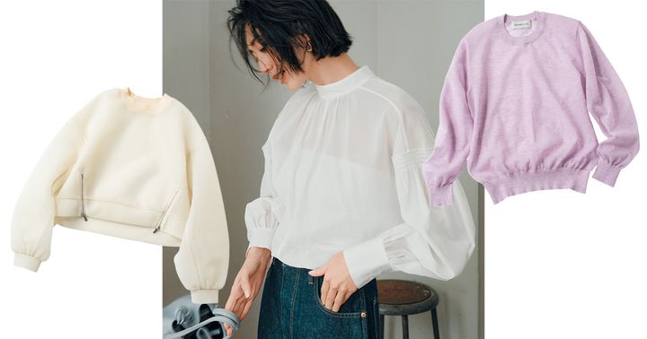 シアートップス ,シースルートップス,透けトップス,ブラウス,白ブラウス,シップス,神山まりあ,ブラウスコーデ,プルオーバー,メゾンスペシャル,ピンクトップス,デパリエ