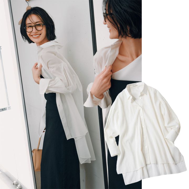 シアートップス ,シースルートップス,透けトップス,神山まりあ,白シャツ,白シャツコーデ,ルフィル 