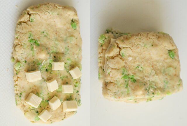 ブロッコリーとチーズのスコーン レシピ チーズを生地に織り込む