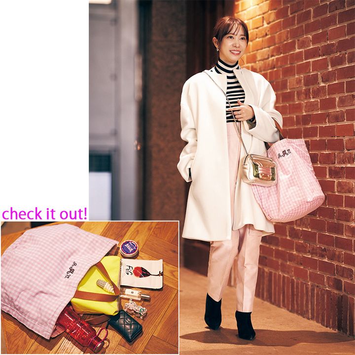 ラドロー,大容量バッグ,ピンク,チェック柄,スナップ