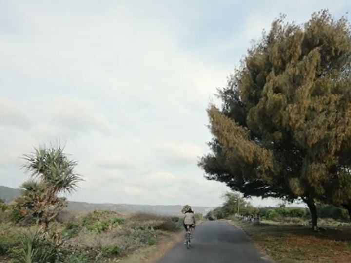 自転車をこぐ男性