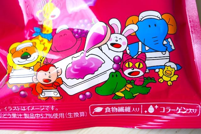 「たべっ子どうぶつグミぶどう味」キャラクター