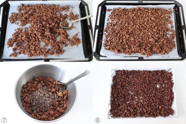 チョコバナナグラノーラ レシピ グラノーラのをオーブンで焼き冷めたらチョコを絡める