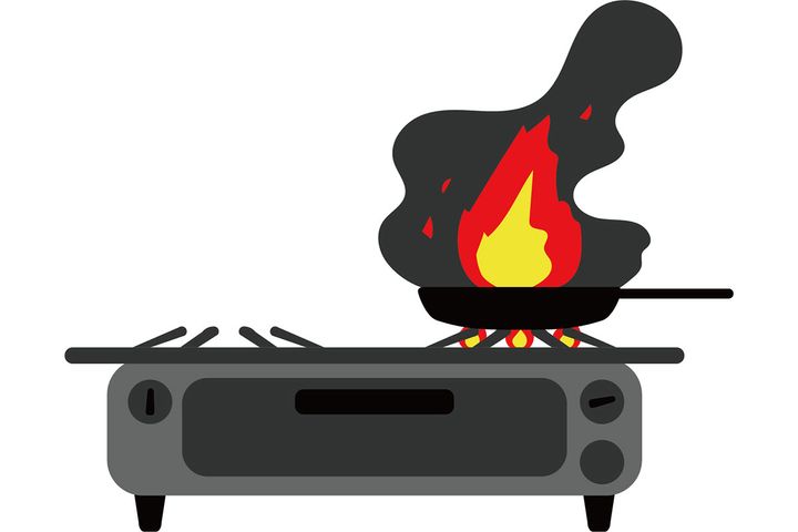 ガスコンロで思いがけず火事に