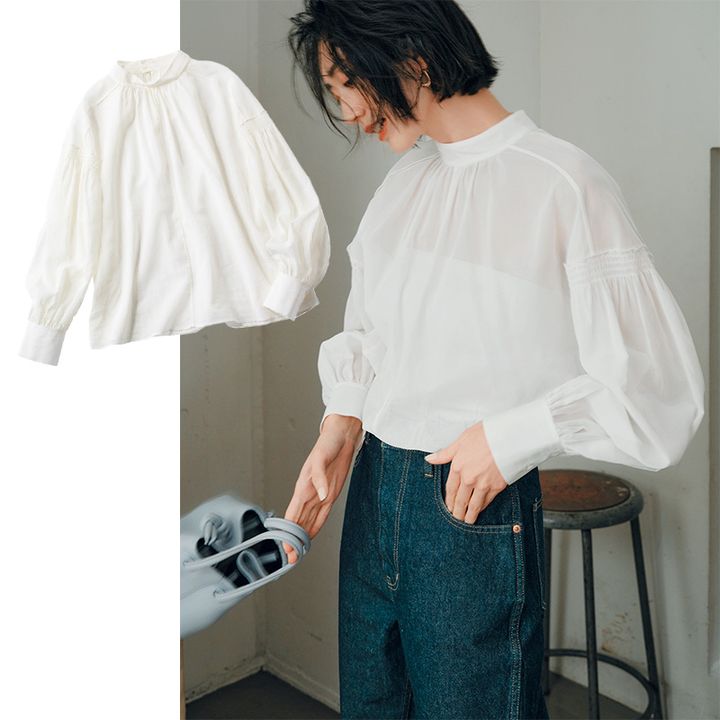 シアートップス ,シースルートップス,透けトップス,ブラウス,白ブラウス,シップス,神山まりあ,ブラウスコーデ