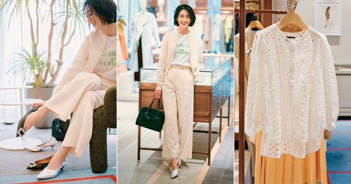 神山まりあ,トゥモローランド,ボールジィ,マカフィー,ブラウス,白コーデ