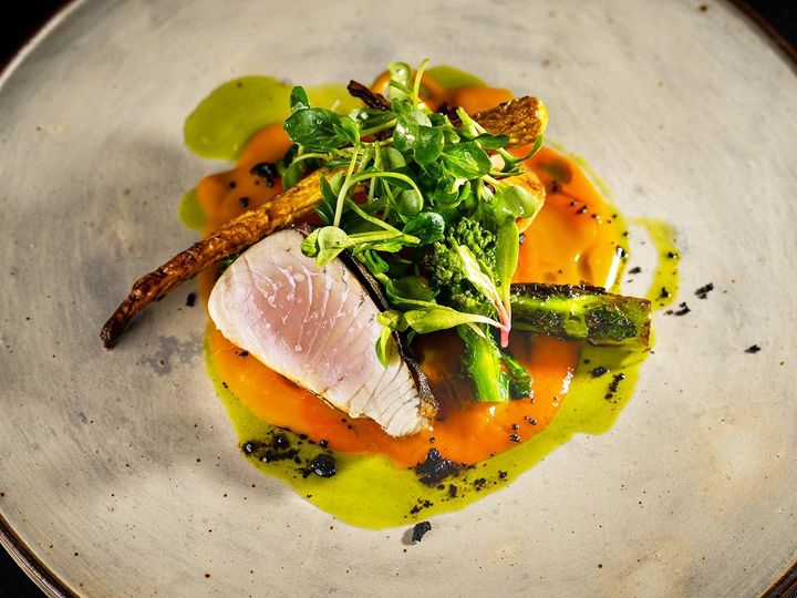 武蔵小杉『IL RISTORANTE MATSUOMI』の「サワラのロースト、野菜のグリル添え」