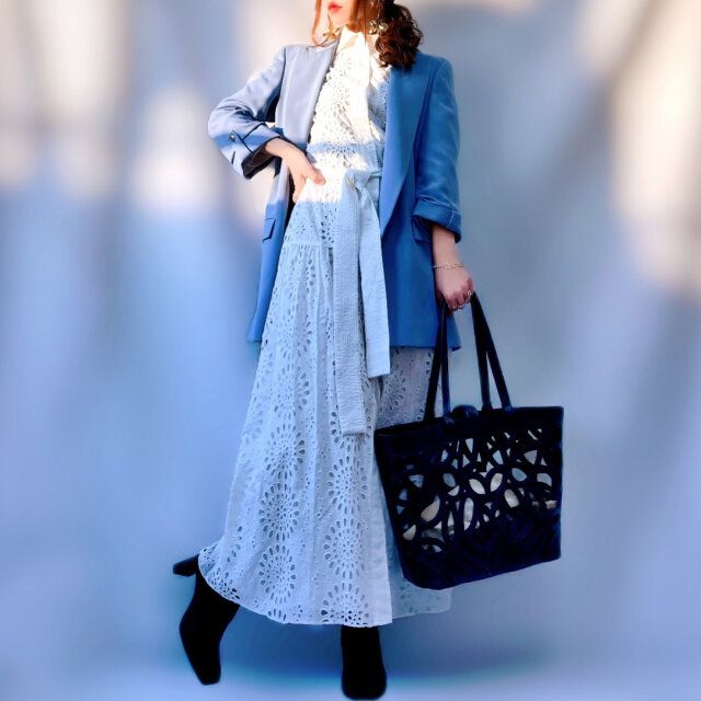 パステルカラージャケットコーデ