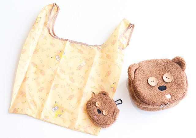 MINIONS［ミニオン］ぬいぐるみポーチ付きエコバッグとMINIONS［ミニオン］ティム ぬいぐるみフェイスポーチ