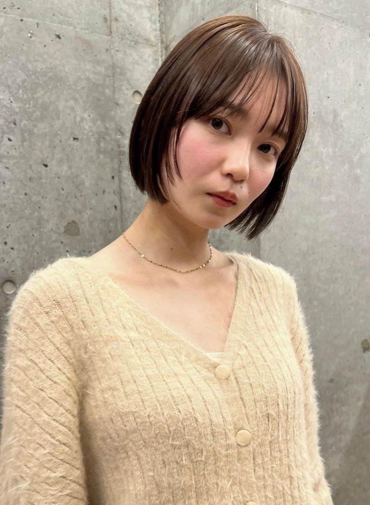 ボブ ヘア 髪型 ヘアスタイル 大人 前髪あり